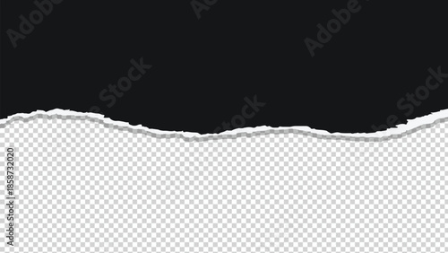 Black paper with torn edge and transparent background vector stock