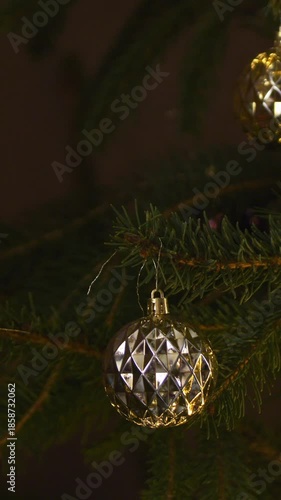 close-up view Vintage Christmas tree ball decoration