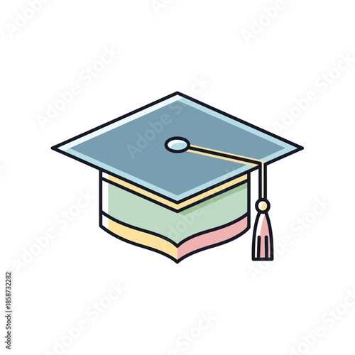 Modern flat illustration of a graduation cap symbolizing academic success and higher education achievement