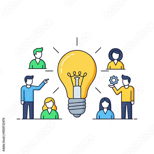 Team collaboration lightbulb idea