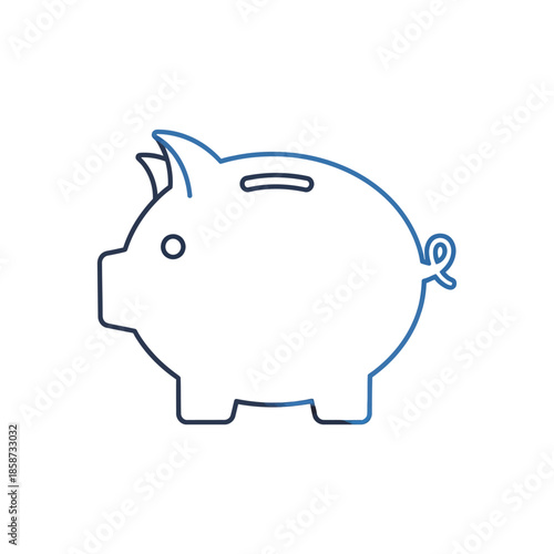 Simplistic Line Art Illustration of a Piggy Bank for Financial Savings Concept