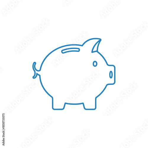 Stylized Line Art Illustration of Piggy Bank for Financial Saving Concept