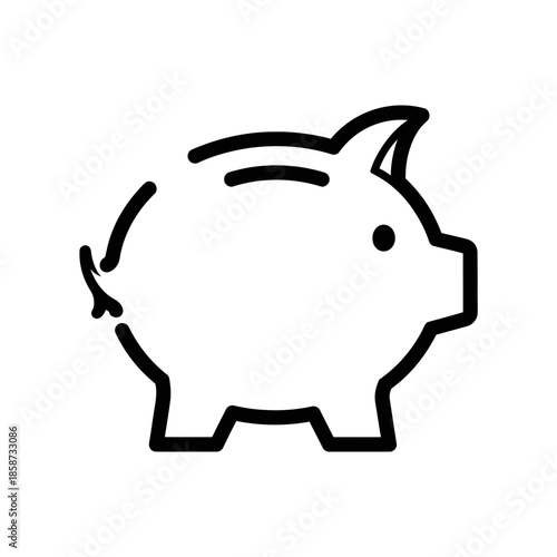 Stylized Line Art of a Piggy Bank for Financial Savings and Budgeting Concepts