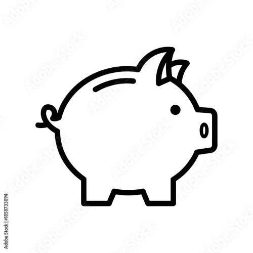 Stylized Piggy Bank Icon with Rundown Design for Financial Savings Concept