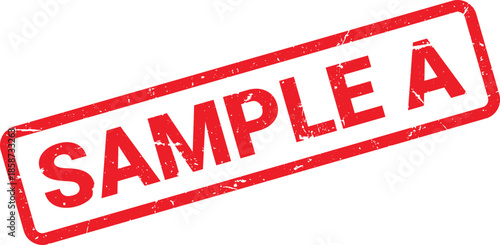 Red Sample A Rectangular Stamp with Distressed Texture on White Background for Document Approval