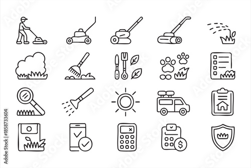 Garden and Lawn Maintenance Icons for Home Service Platforms