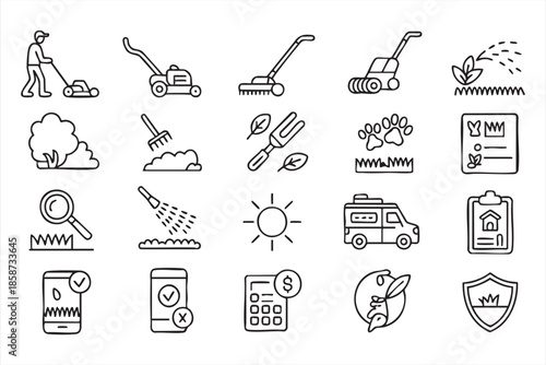 Lawn and Garden Service Icons for Contractor Platforms, Home Care