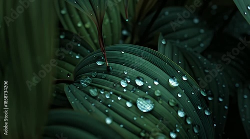 Close-up of Fresh Raindrops on Vibrant Autumn Leaves in Moody Tones
