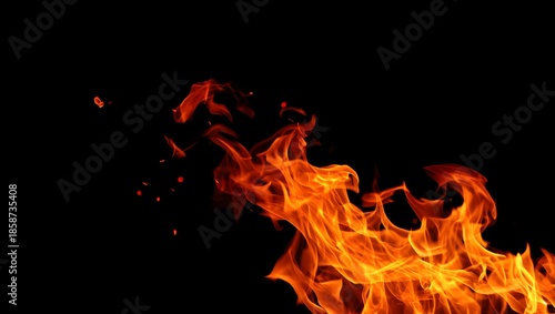 Fierce flames dancing in the dark, a fiery spectacle unfolding