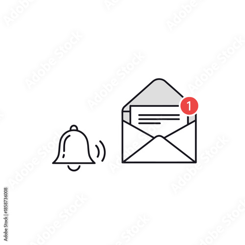Notification bell and envelope icon