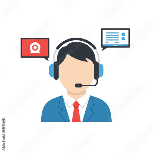 Customer support agent with headset