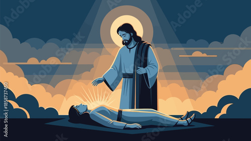 Divine spiritual healing touch from Jesus Christ restoring life and hope