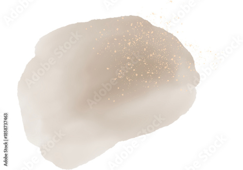 Slika na platnu Brown Watercolor Brush Stroke Splotches with Glitter on Transparent Background