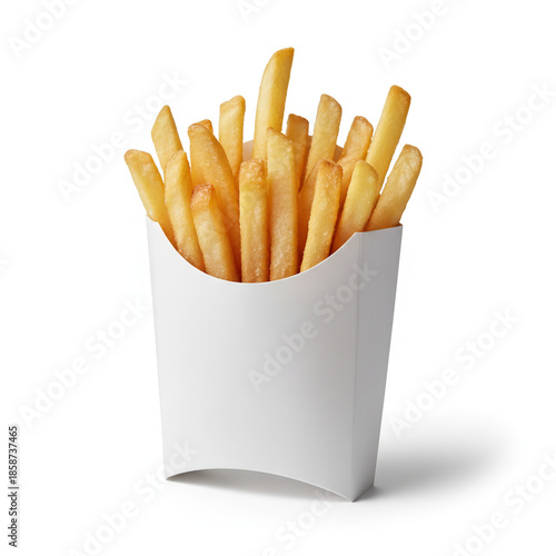 Crispy Golden French Fries Isolated on White Background