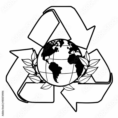 Environmental responsibility logo concept, minimalist icon for corporate social responsibility and planet preservation