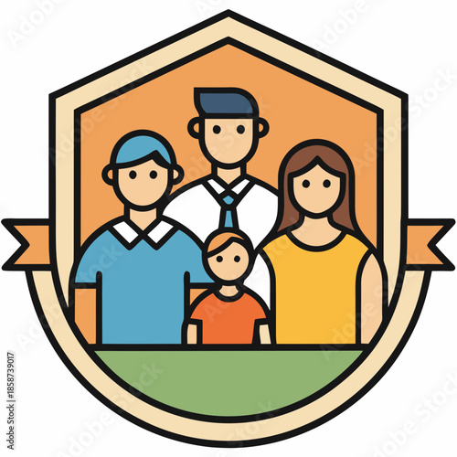 Family unity emblem with minimalist design, symbolic representation of collective strength and interpersonal relationships