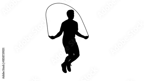 Silhouette of woman jumping rope with energetic motion