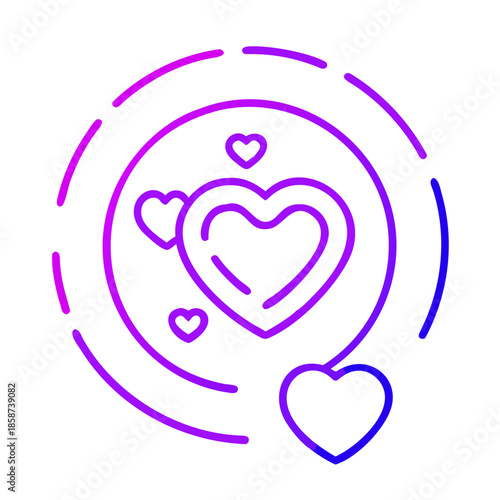 Heart orbit system abstract, representing love's gravitational pull and interconnectedness, cosmic concept, vector