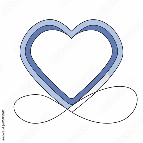 Heart formed from a continuous single line path, symbolizing everlasting love and connection, minimalist abstract vector