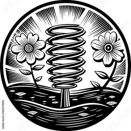 Abstract representation of spring energy as an upward pulse, symbolizing vitality and rising momentum.