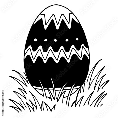 Easter egg represented by negative space within a modern, minimalist line art design, perfect for spring holiday graphics.