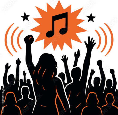 Concert Crowd Music Festival Party Vector Art