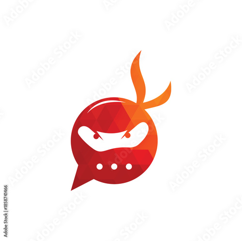 Ninja Chat Logo Design Template. Ninja talk logo design icon.