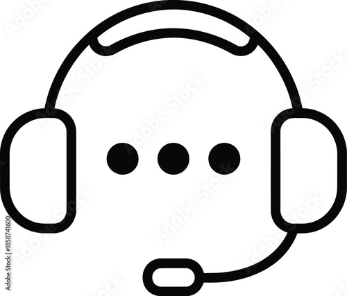 Headset with microphone and ellipsis icon for customer support or communication