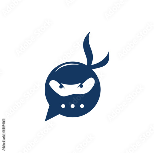 Ninja Chat Logo Design Template. Ninja talk logo design icon.