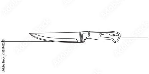 Knife hand drawn icon illustration, Knife black continuous one line drawing, Chef’s Knife continuous one line drawing minimalism design, Black knife in one line art style, Utensil, sharp, kitchen.