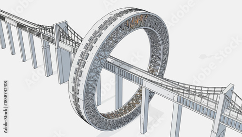 Old wooden and metal bridge over white water with steel arch structure in a park setting