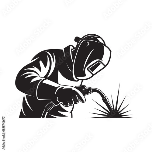 A stylized depiction of a welder at work showcasing industrial craftsmanship