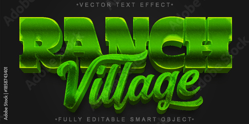 Ranch Village Farm Vector Fully Editable Smart Object Text Effect