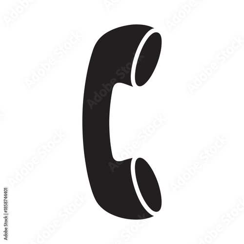 Simple black and white illustration of a classic telephone handset receiver