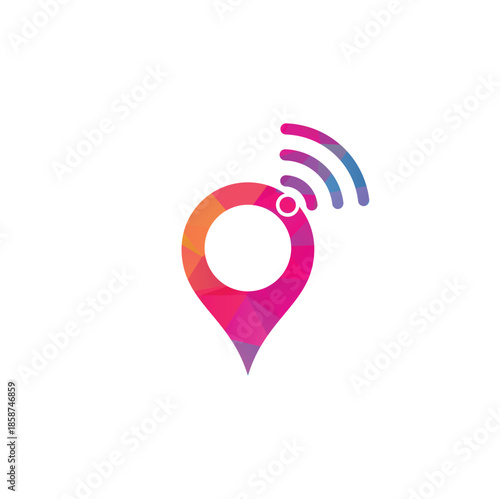 Map pin with wifi signal logo icon design vector.