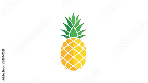A vibrant, stylized pineapple with a yellow body and green crown, depicted in a clean, flat vector illustration