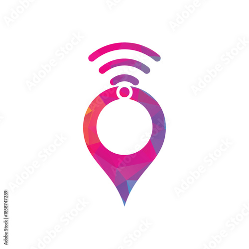 Map pin with wifi signal logo icon design vector.