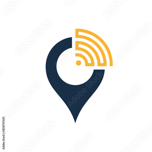 Map pin with wifi signal logo icon design vector.