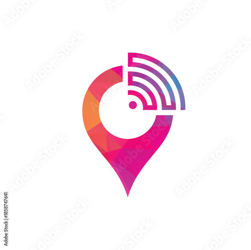 Map pin with wifi signal logo icon design vector.