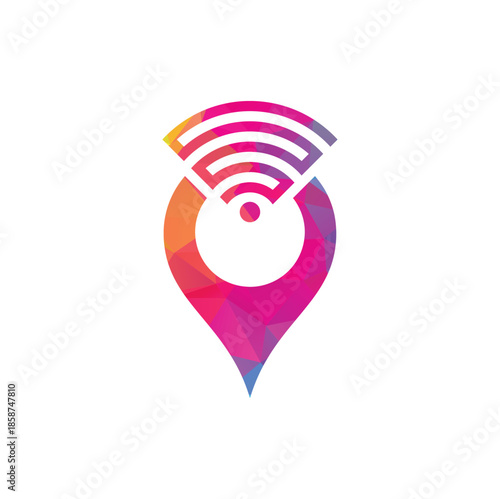 Map pin with wifi signal logo icon design vector.