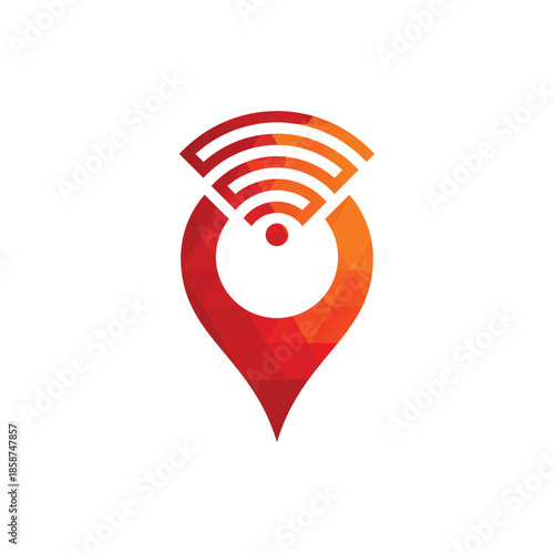 Map pin with wifi signal logo icon design vector.