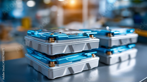 Wallpaper Mural Durable lithium polymer battery packs, lightweight construction, reliable power source, high-tech applications, portable energy, advanced technology, with copy space Torontodigital.ca