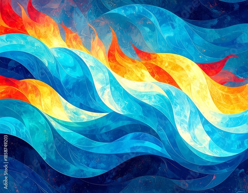 Abstract fiery waves