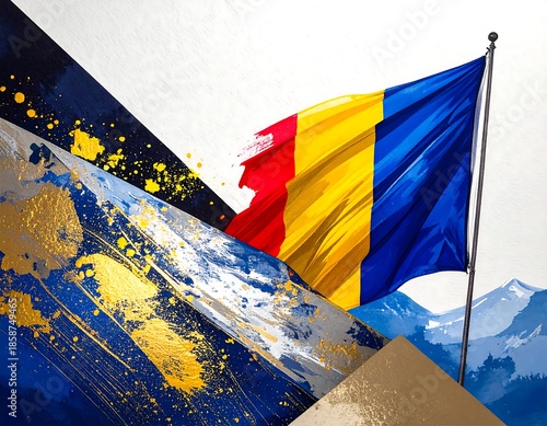 Abstract flag design with textured background