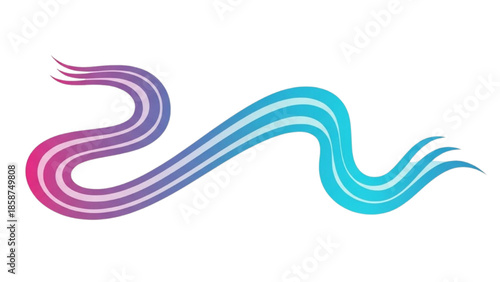 Abstract gradient ribbon wave with vibrant pink and blue hues