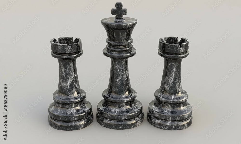 Fototapeta premium Chess pieces king and rook strategy game competition