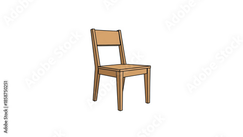 A simple wooden chair, brown in color, depicted on a white background from a slight angle