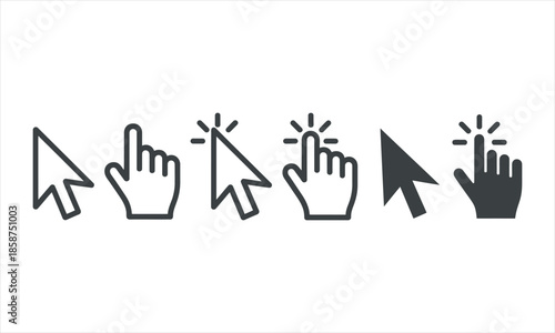 computer mouse and hand cursor icons