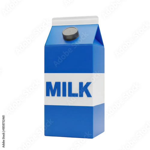 Blue milk carton isolated on transparent background