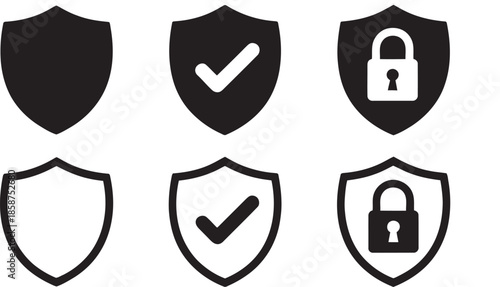 security shield icons with checkmarks and locks